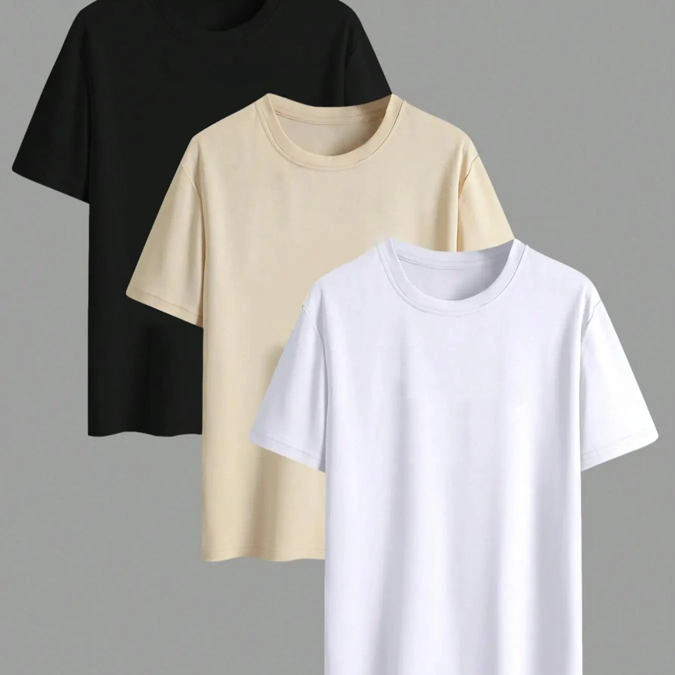 【Plus Size】 Men'S Solid Drop Shoulder Short Sleeve Tee, Casual Basic round Neck T-Shirt for Daily Streetwear, Men'S Clothes for All Seasons