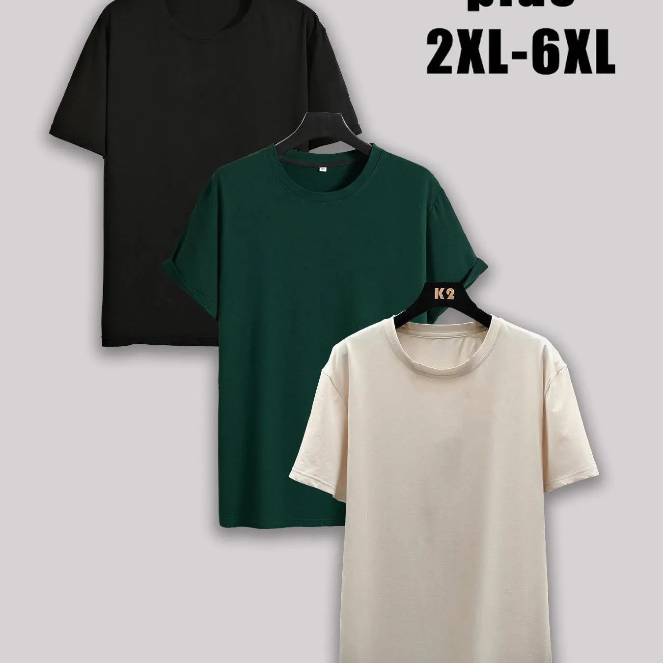 【Plus Size】 Men'S Solid Drop Shoulder Short Sleeve Tee, Casual Basic round Neck T-Shirt for Daily Streetwear, Men'S Clothes for All Seasons