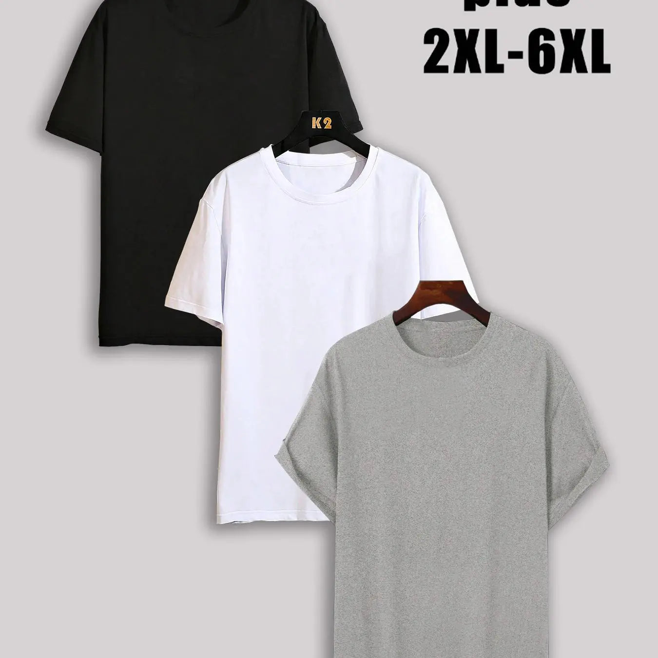 【Plus Size】 Men'S Solid Drop Shoulder Short Sleeve Tee, Casual Basic round Neck T-Shirt for Daily Streetwear, Men'S Clothes for All Seasons